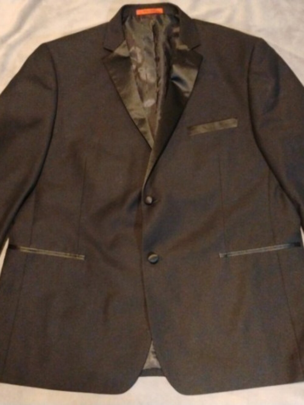 Renoir Men's Black Slim Fit Tuxedo Suit Jacket Blazer 48R Satin Trim Italy Style